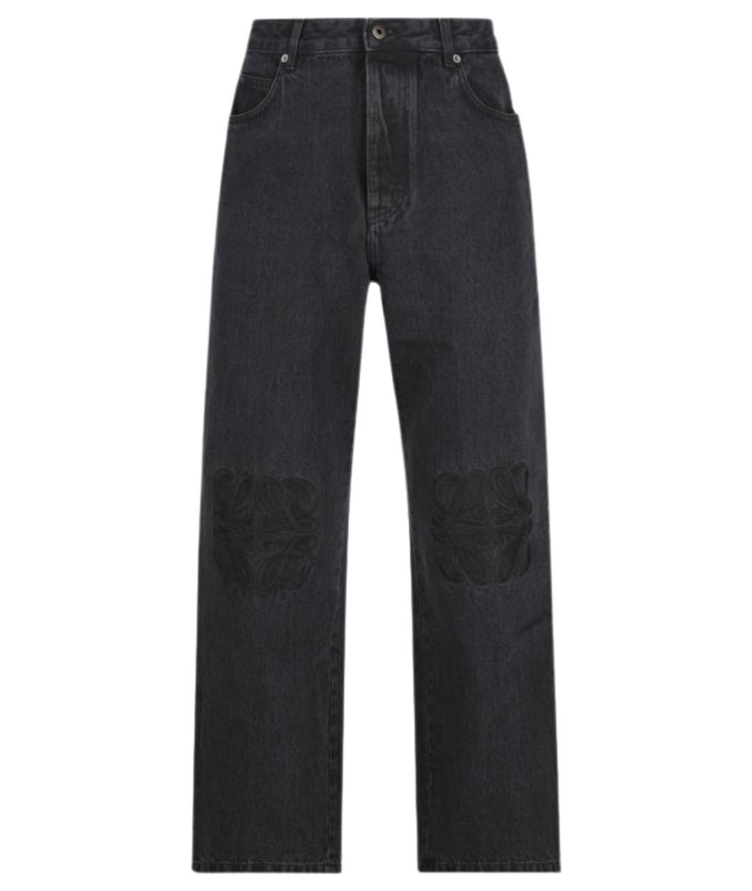 LOEWE Черные хлопко-полиэстеровые прямые джинсы, фото 1