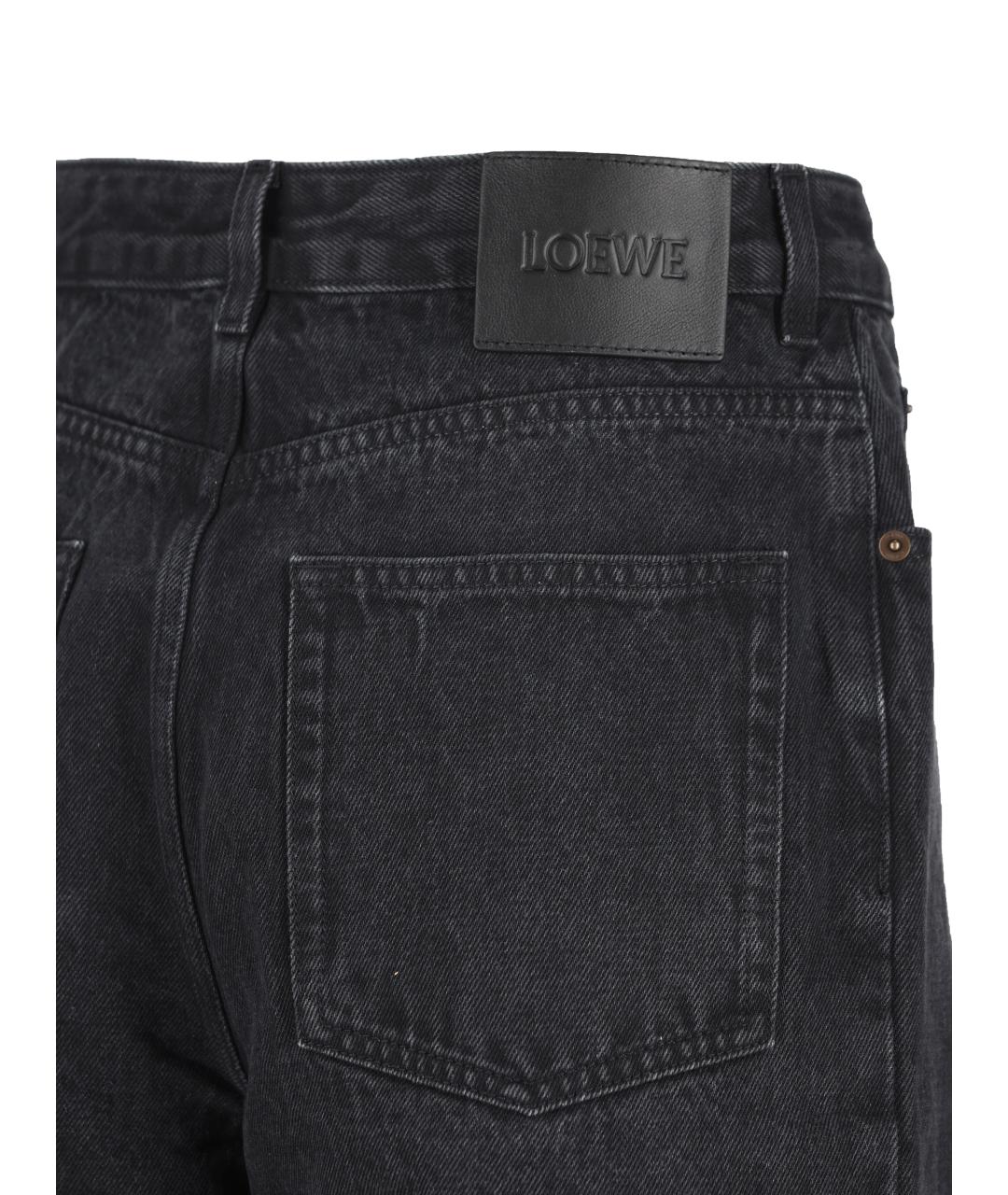 LOEWE Черные хлопко-полиэстеровые прямые джинсы, фото 4