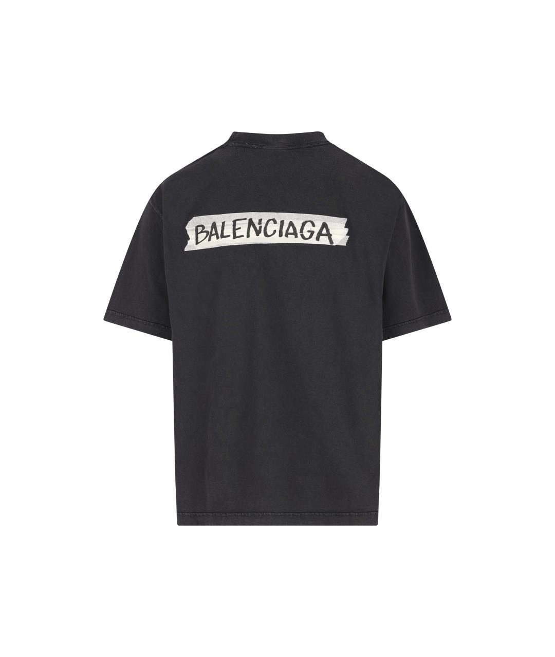 BALENCIAGA Черная хлопковая футболка, фото 2