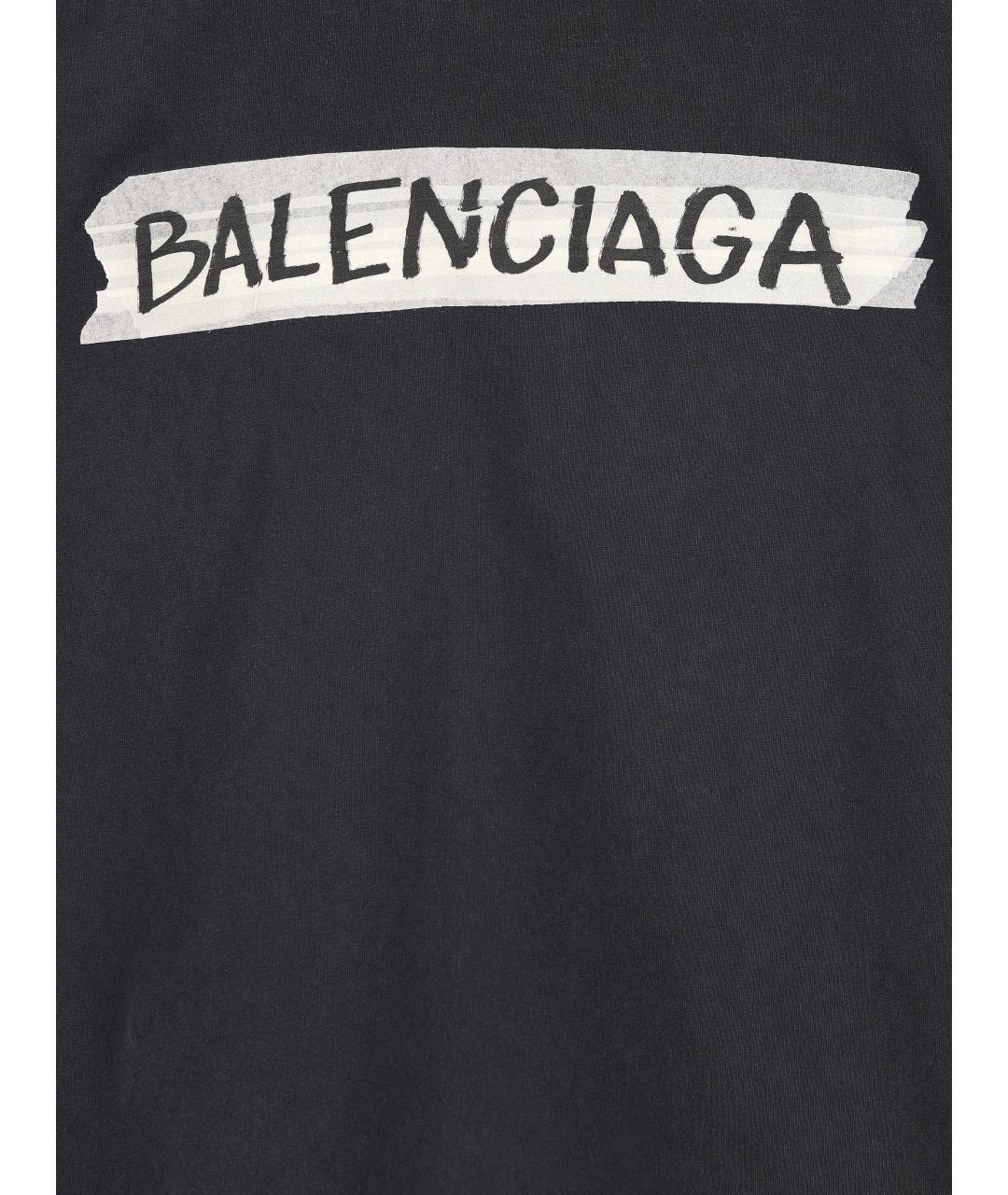 BALENCIAGA Черная хлопковая футболка, фото 4