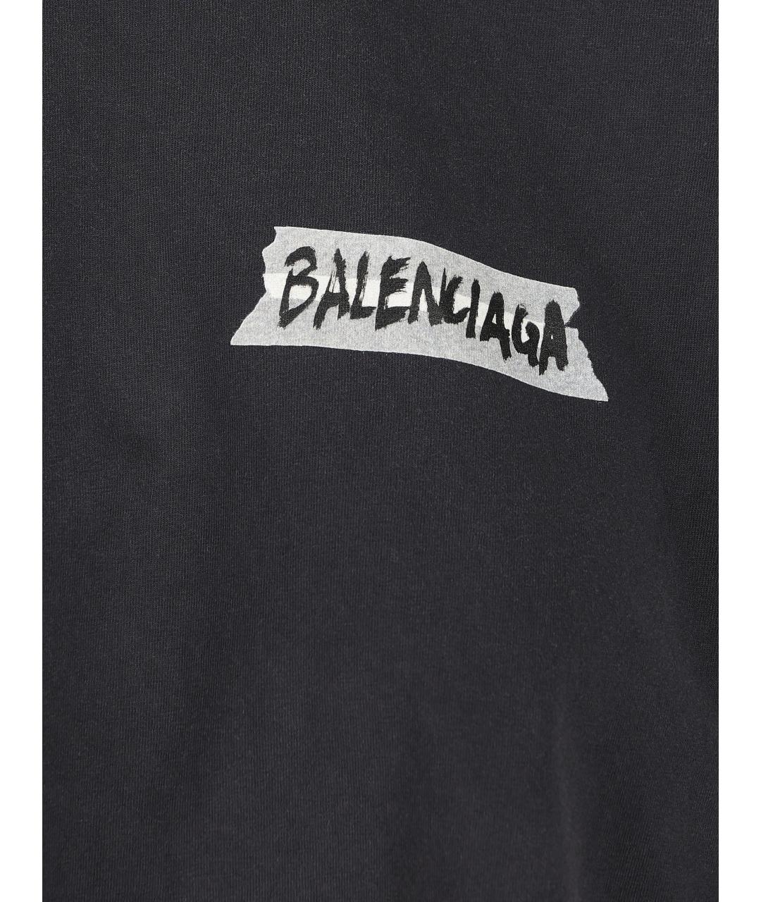 BALENCIAGA Черная хлопковая футболка, фото 3