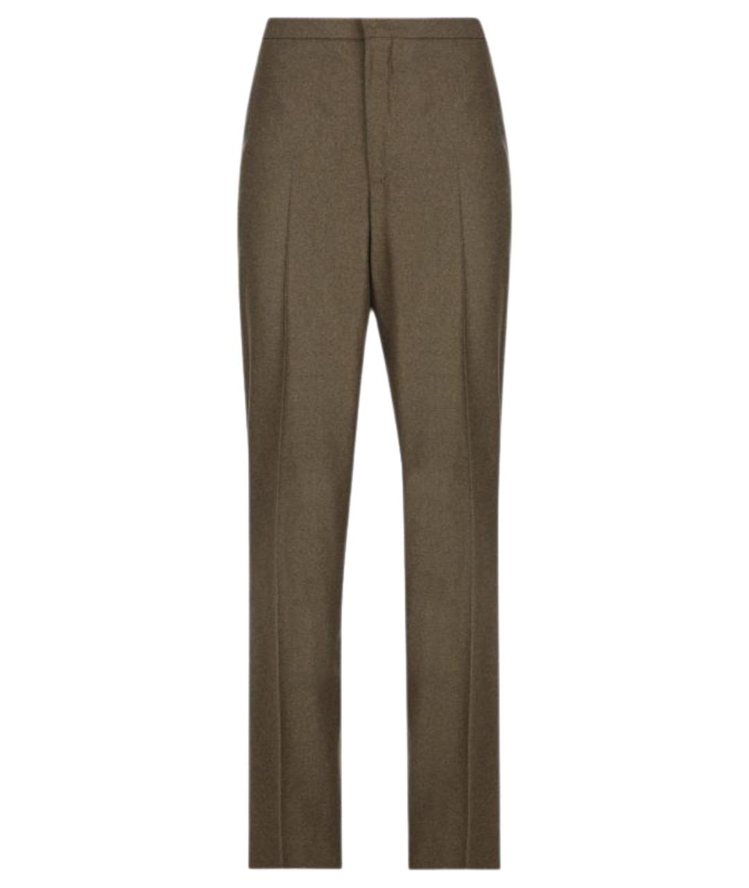 LORO PIANA Коричневые шерстяные повседневные брюки, фото 1