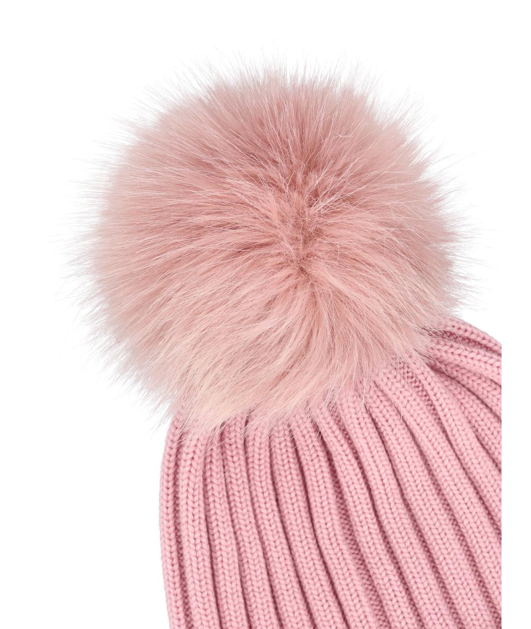 MONCLER Розовая шерстяная шапка, фото 3