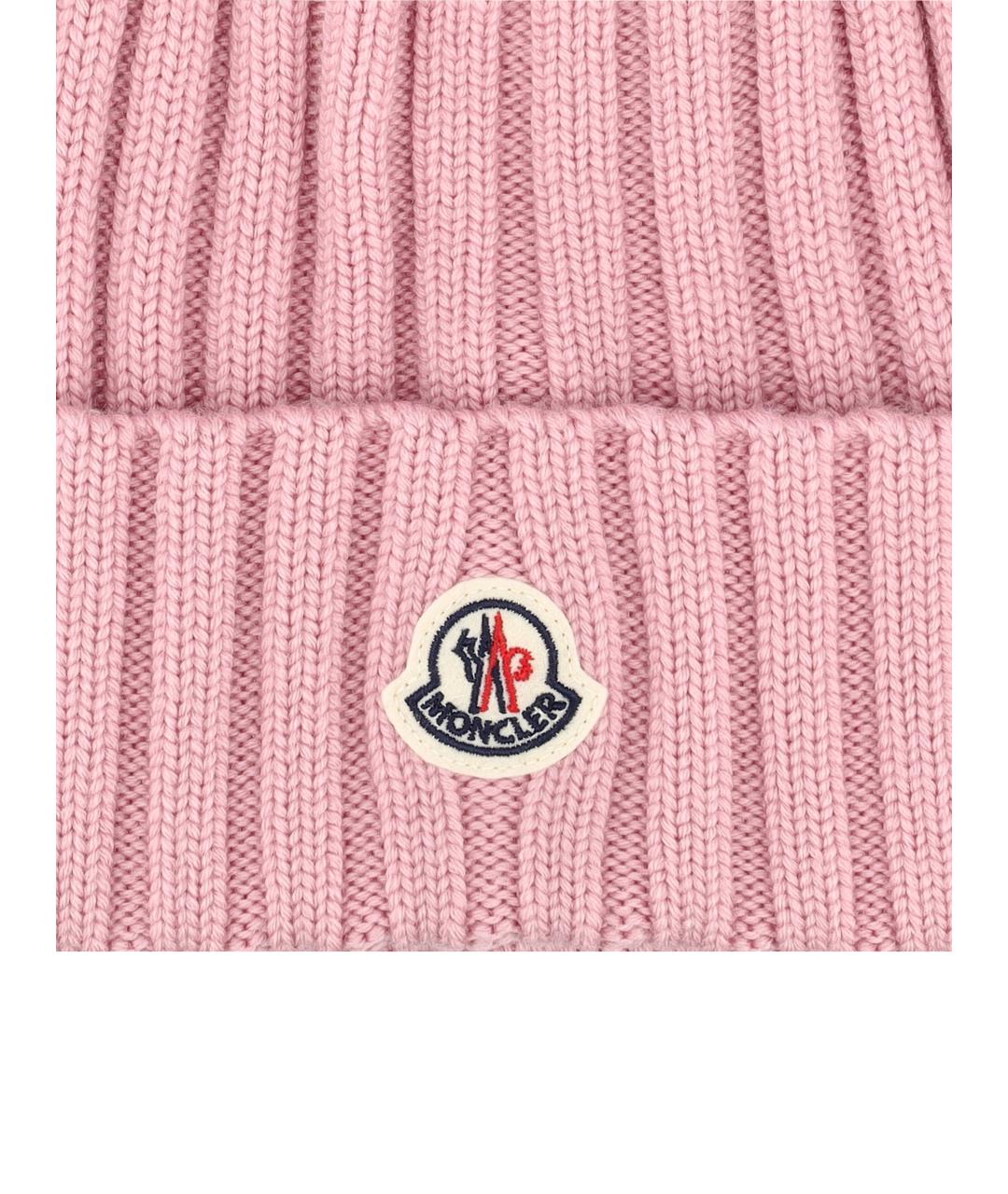 MONCLER Розовая шерстяная шапка, фото 4