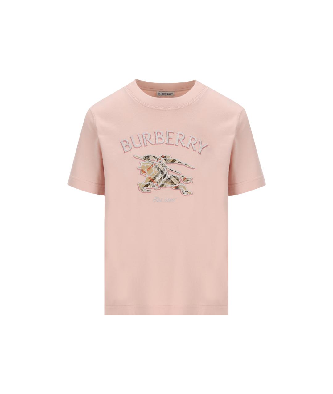 BURBERRY Розовая хлопковая футболка, фото 5