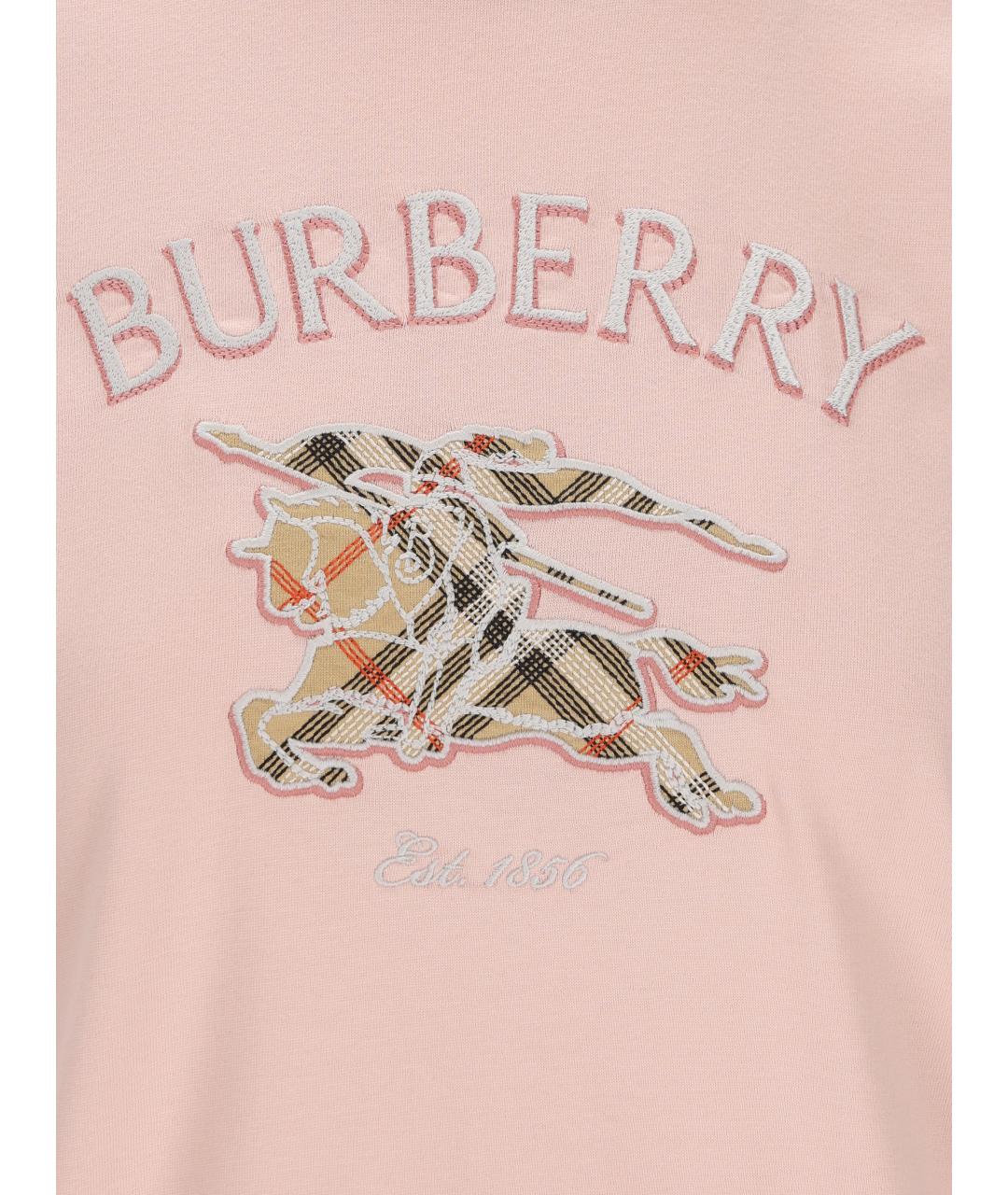 BURBERRY Розовая хлопковая футболка, фото 4