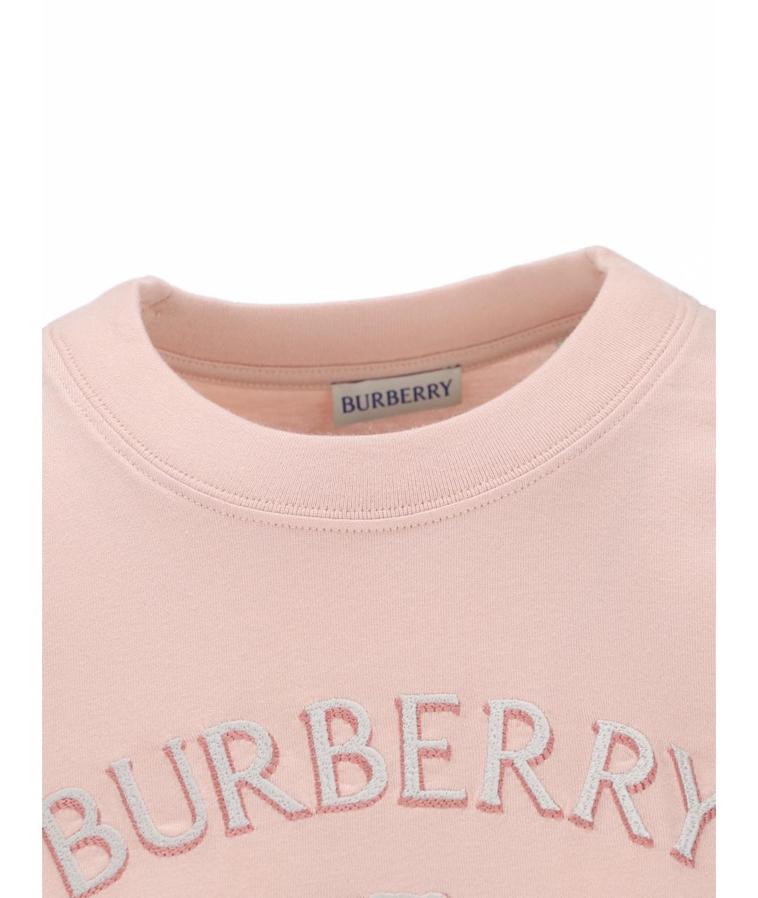 BURBERRY Розовая хлопковая футболка, фото 3