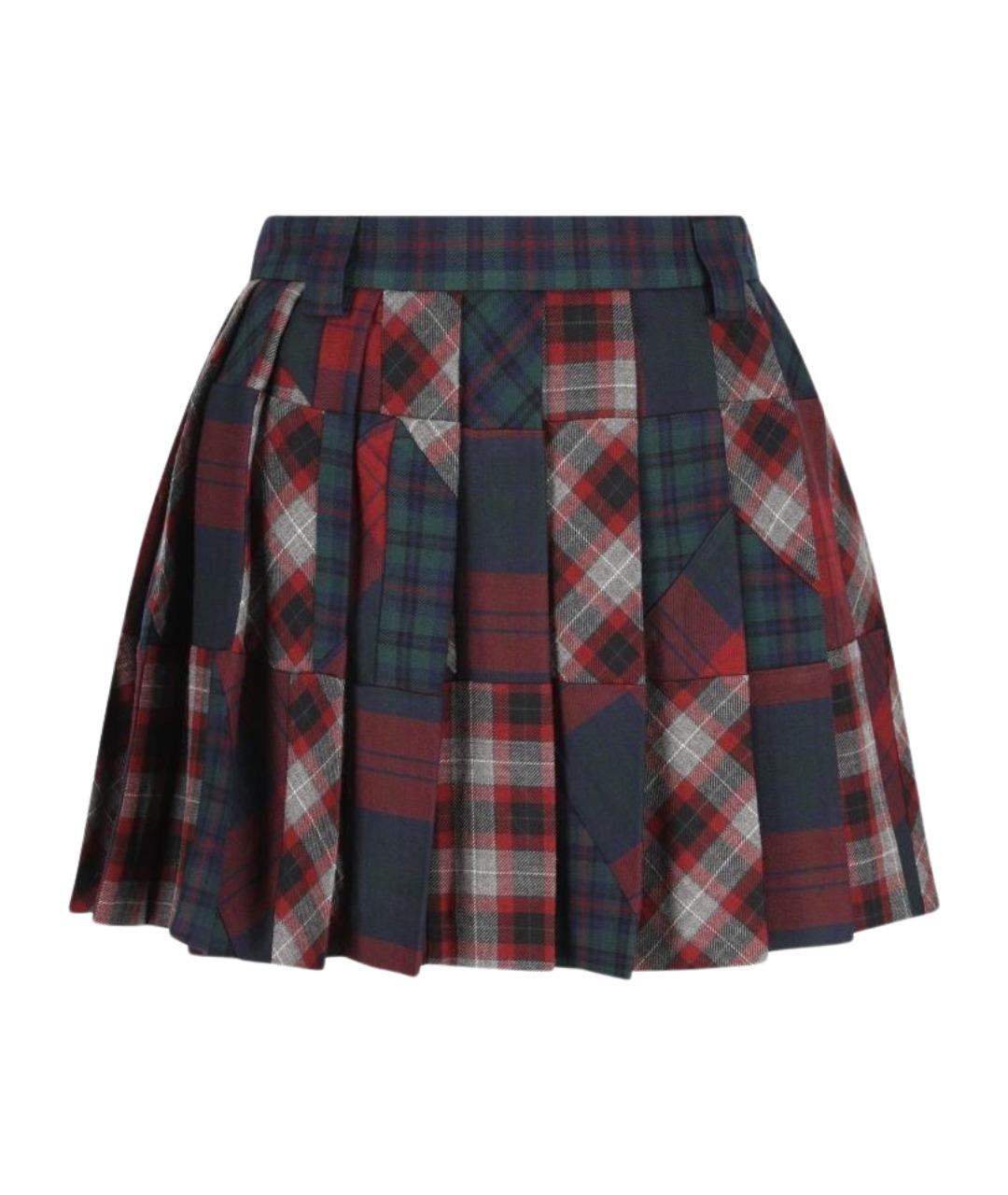 MIU MIU Мульти шерстяная юбка мини, фото 1