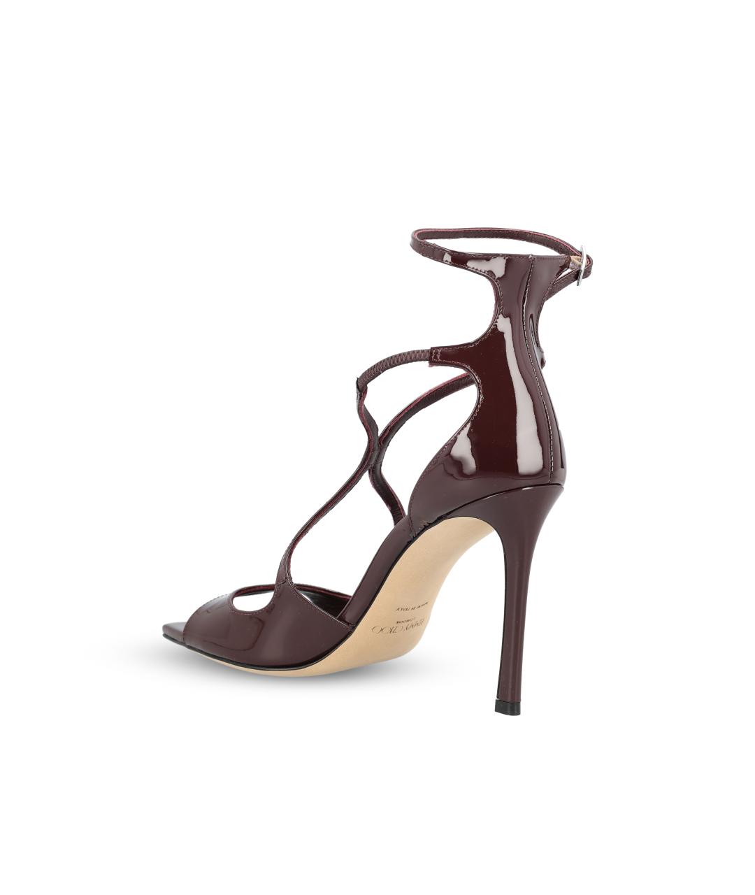 JIMMY CHOO Бордовые босоножки из лакированной кожи, фото 3
