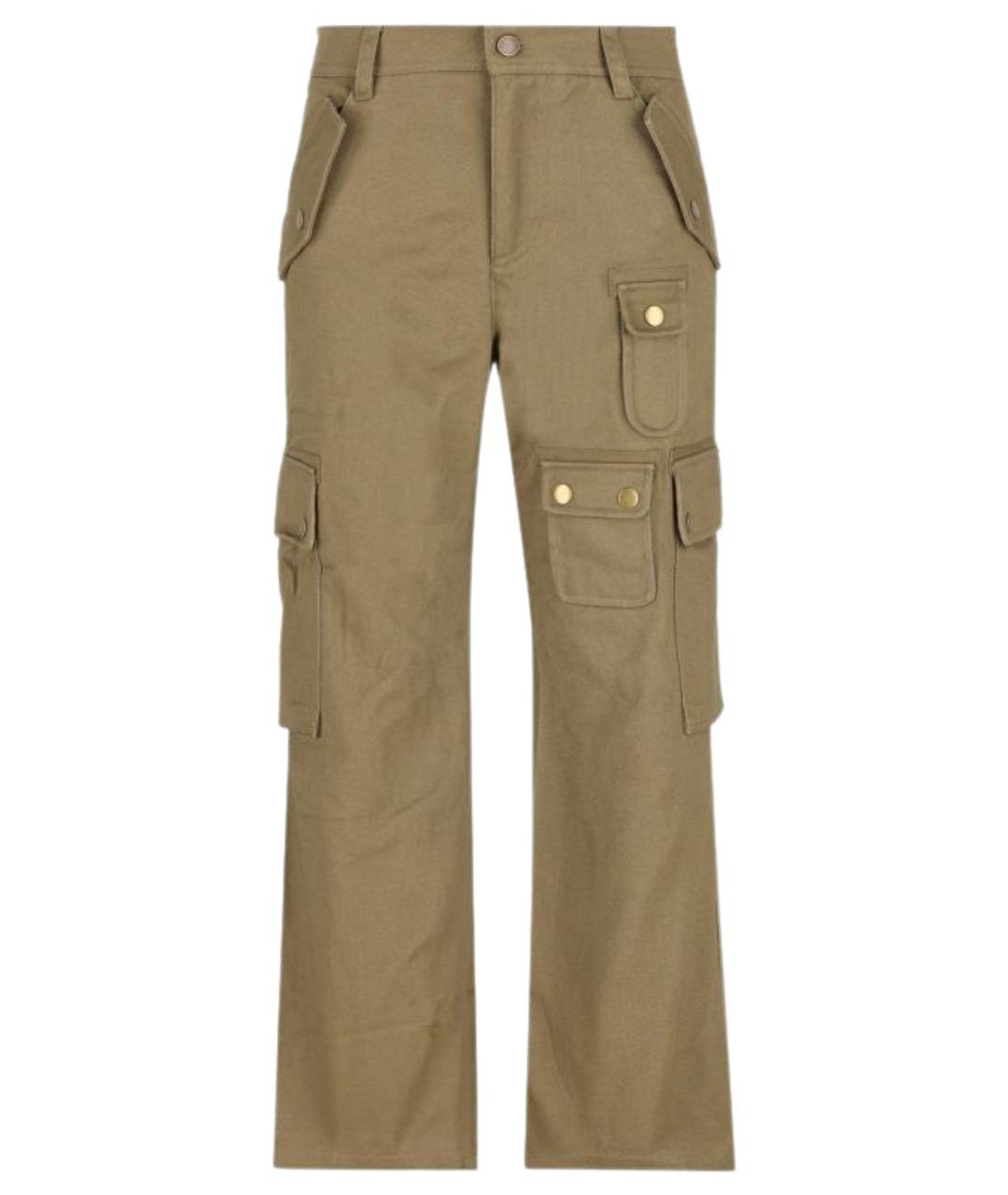 ISABEL MARANT Зеленые хлопковые прямые брюки, фото 1