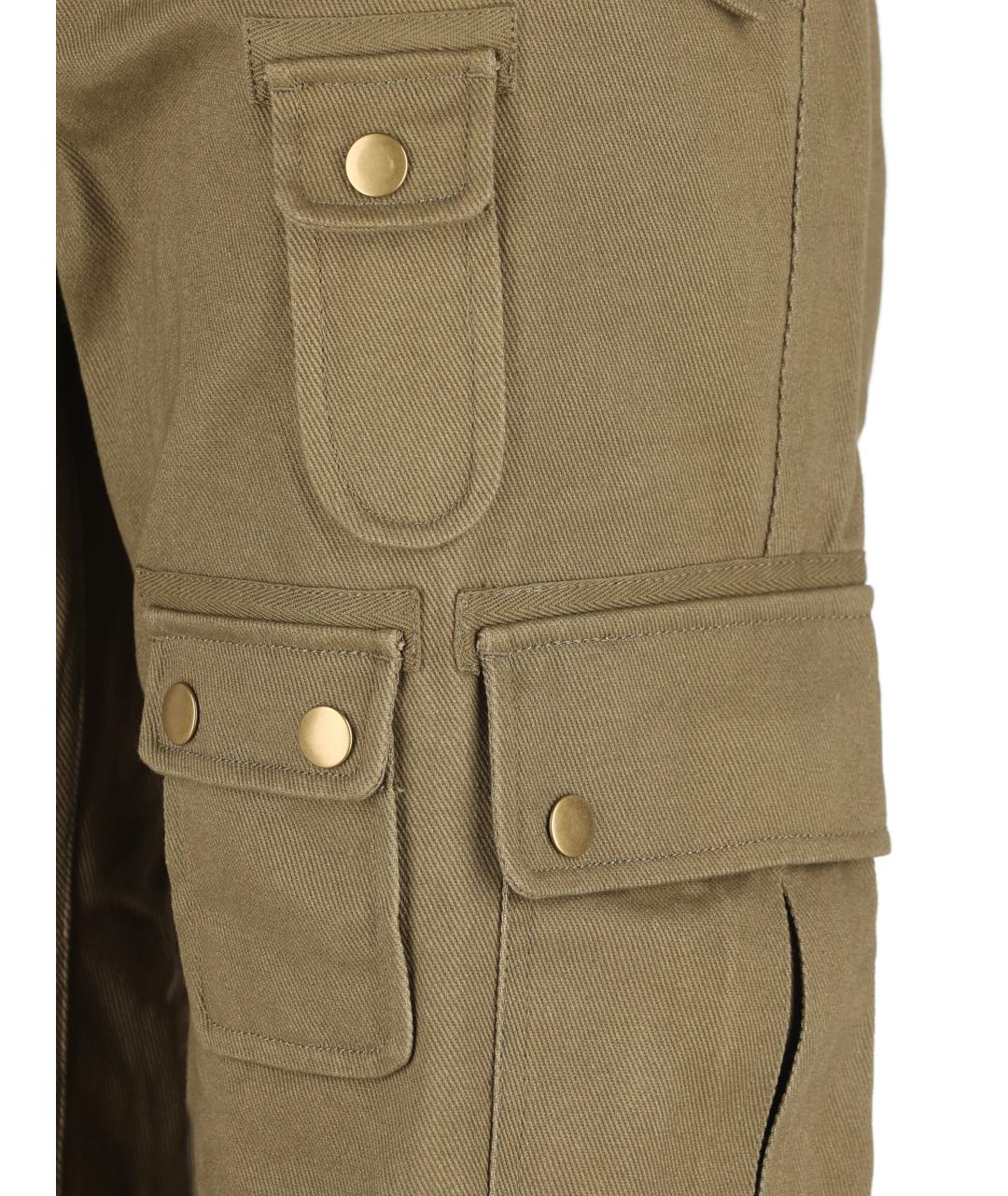 ISABEL MARANT Зеленые хлопковые прямые брюки, фото 3