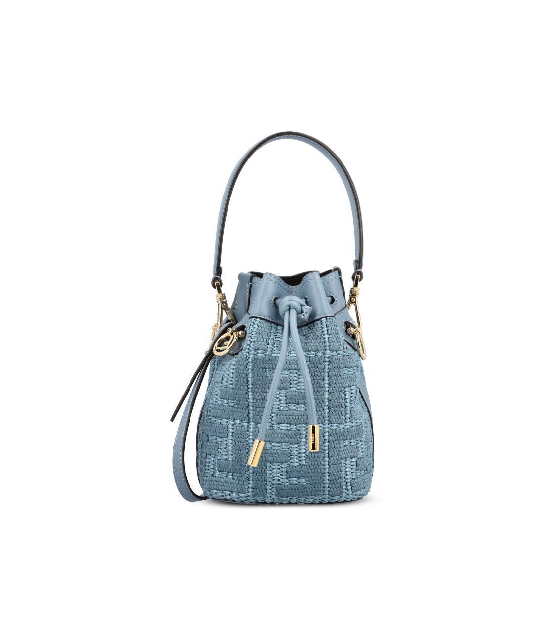 FENDI Голубая жаккардовая сумка тоут, фото 5