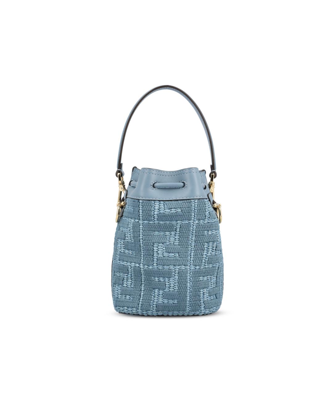 FENDI Голубая жаккардовая сумка тоут, фото 2