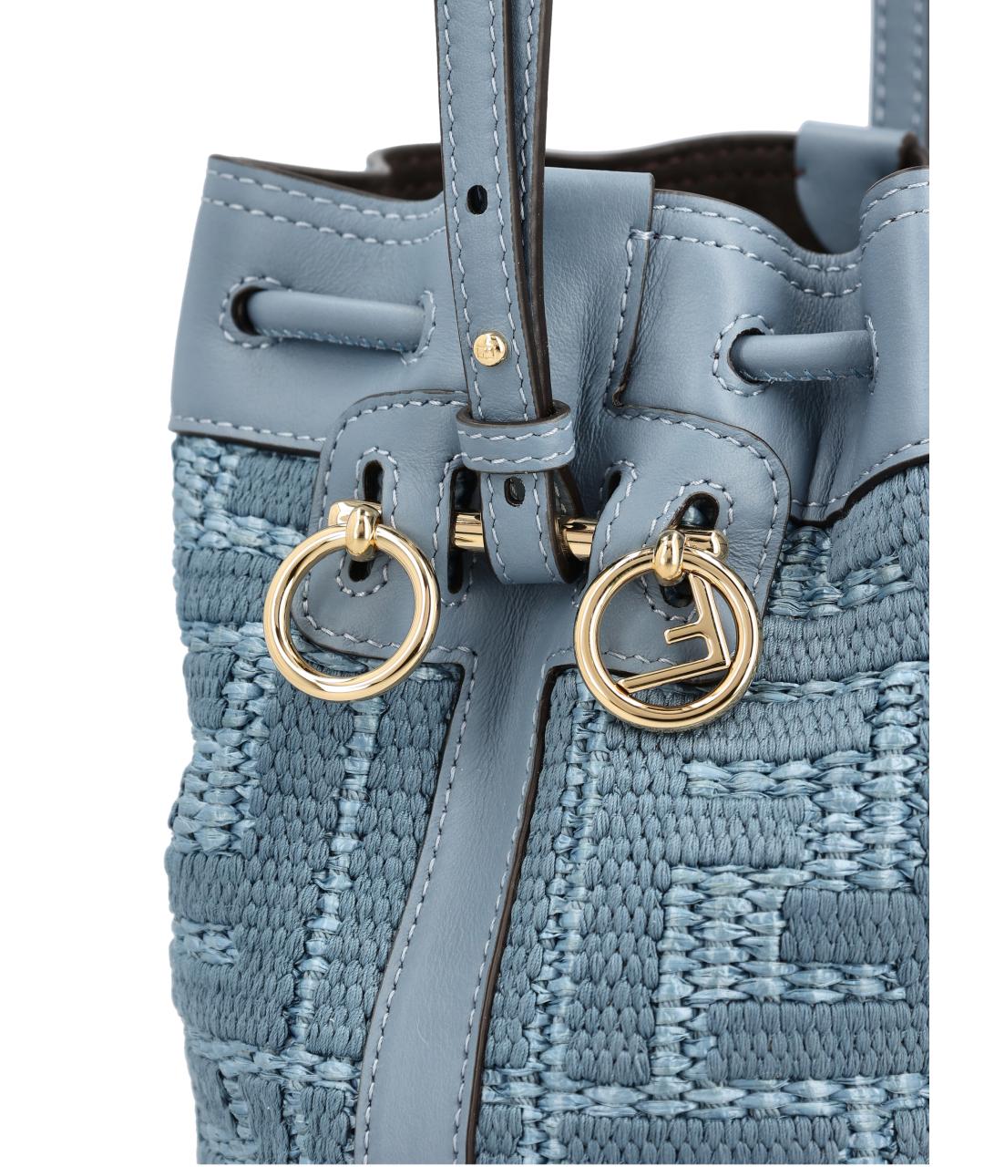 FENDI Голубая жаккардовая сумка тоут, фото 4