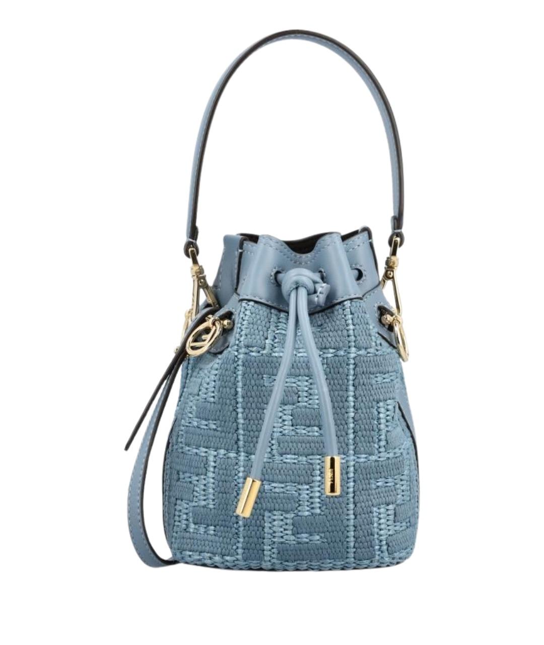 FENDI Голубая жаккардовая сумка тоут, фото 1