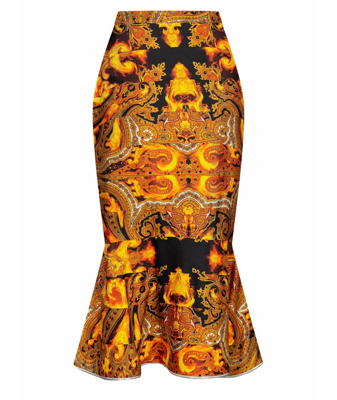 GIVENCHY Оранжевая шелковая юбка миди, фото 1