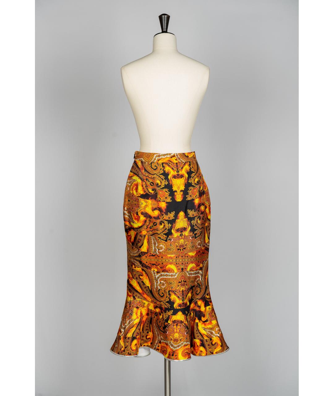 GIVENCHY Оранжевая шелковая юбка миди, фото 2