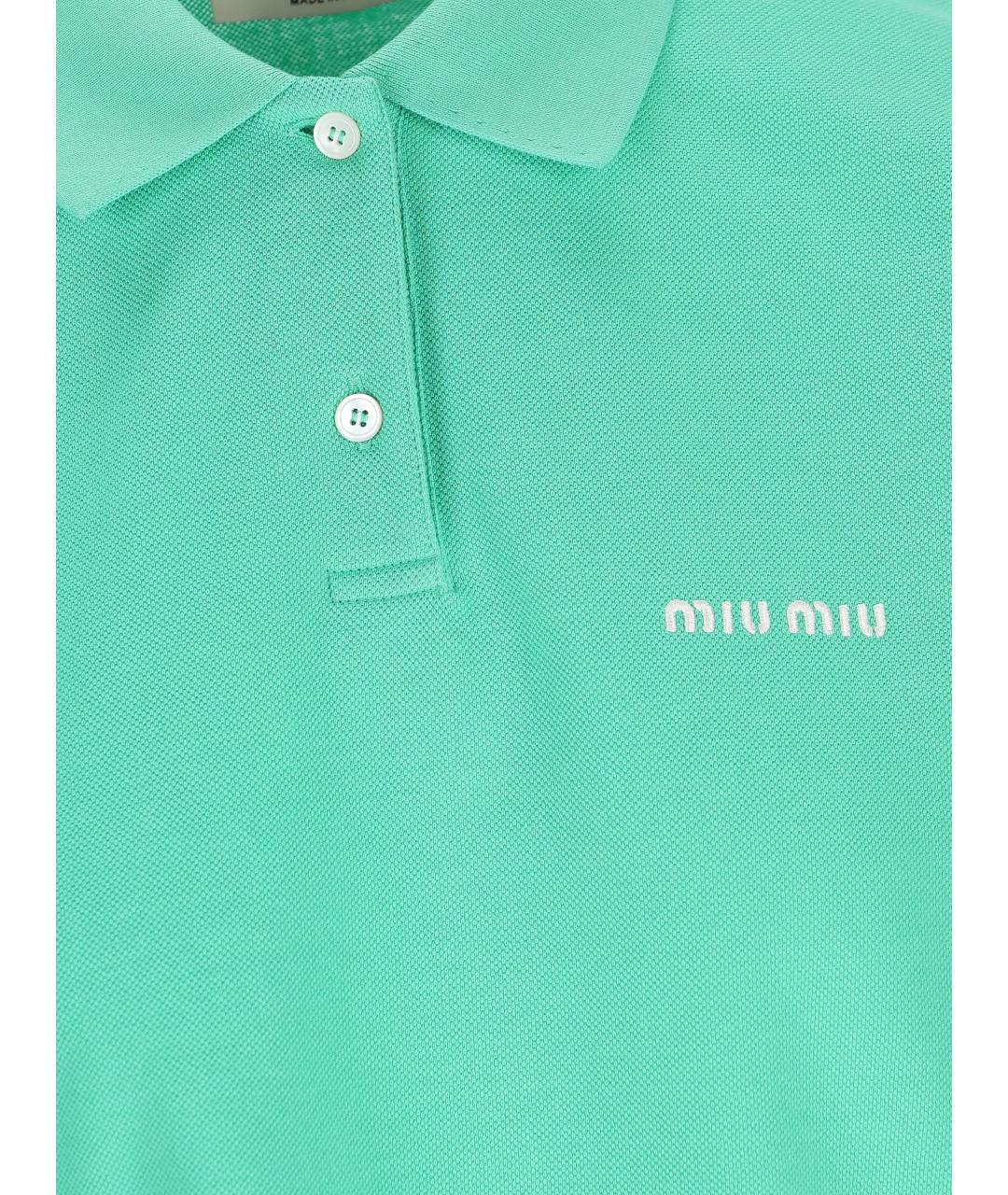 MIU MIU Зеленая хлопковая футболка, фото 3