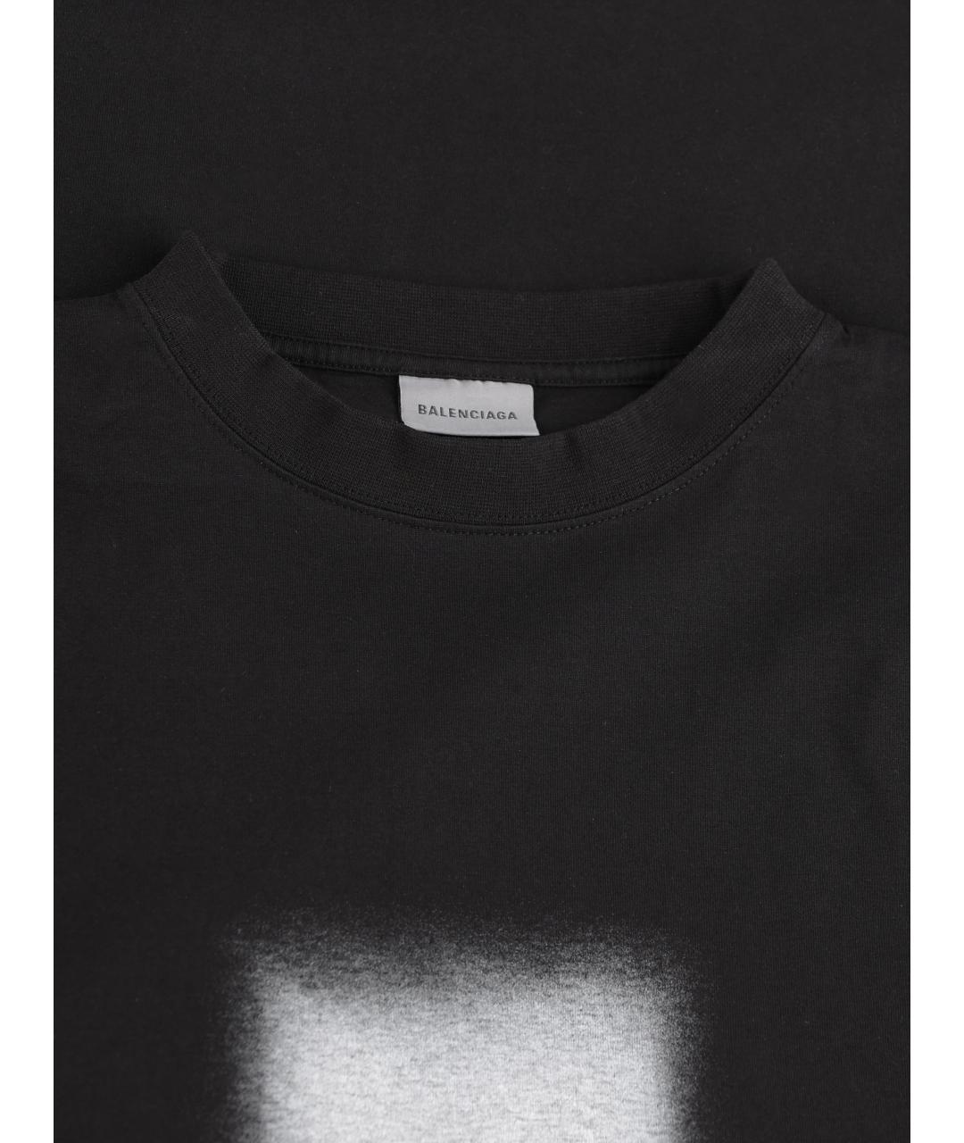 BALENCIAGA Черная хлопковая футболка, фото 4