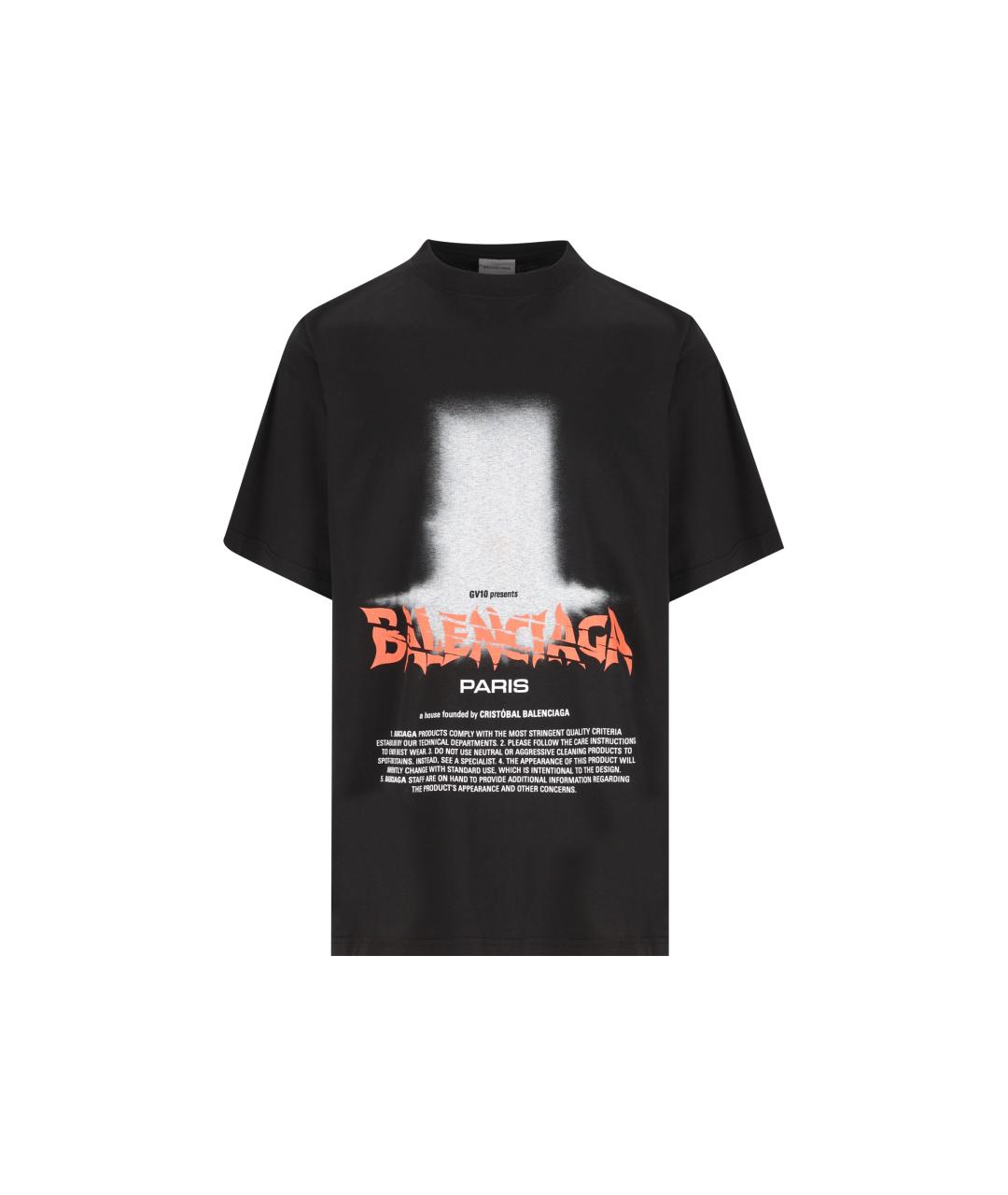 BALENCIAGA Черная хлопковая футболка, фото 5