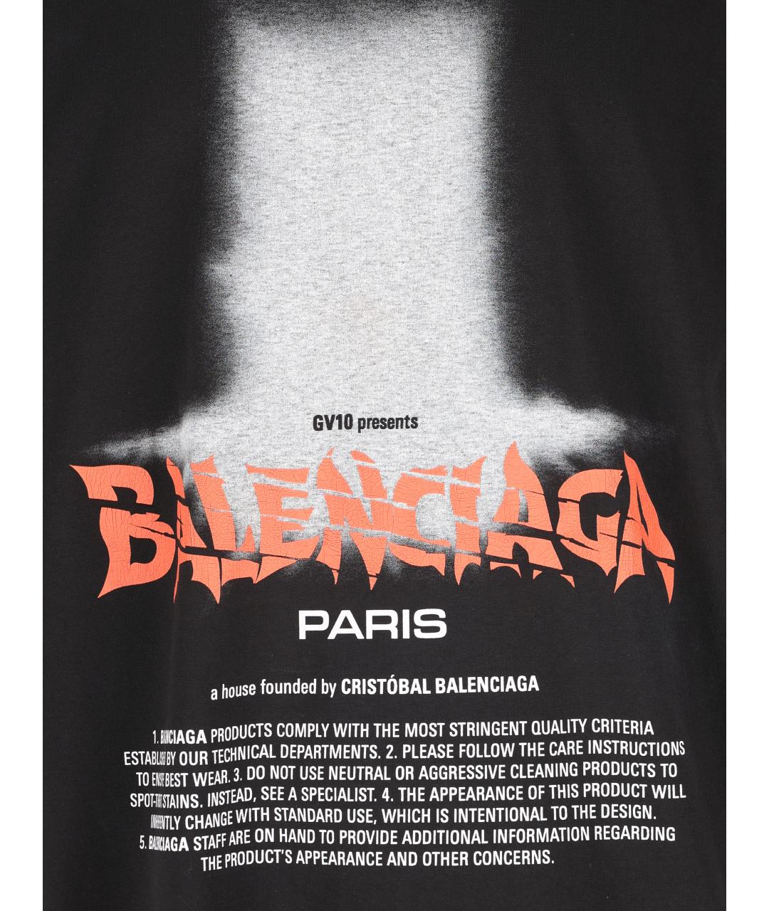 BALENCIAGA Черная хлопковая футболка, фото 3