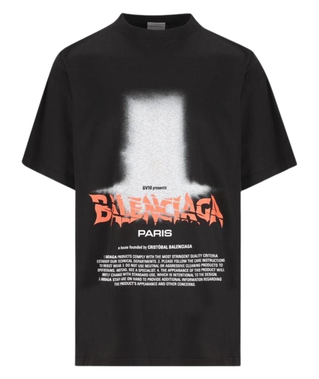 BALENCIAGA Черная хлопковая футболка, фото 1