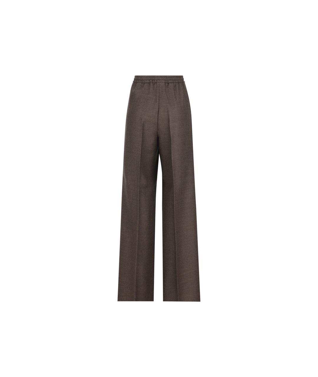 MAX MARA Коричневые шерстяные прямые брюки, фото 2