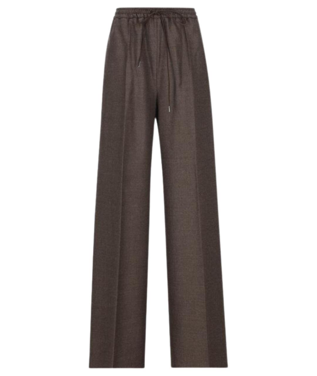MAX MARA Коричневые шерстяные прямые брюки, фото 1