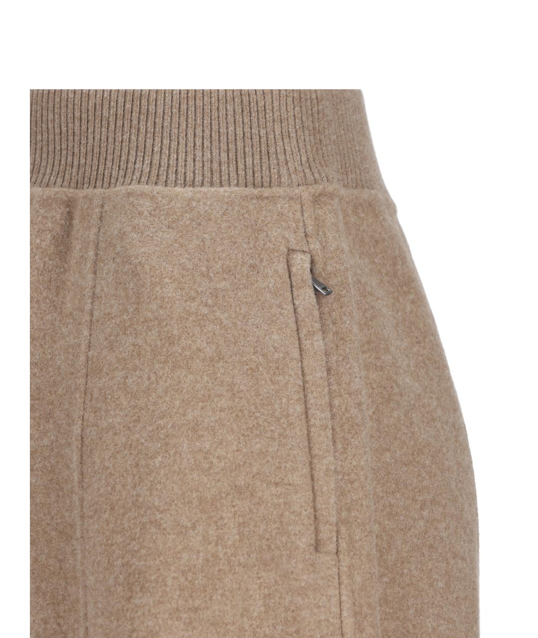 MAX MARA Бежевые шерстяные прямые брюки, фото 3