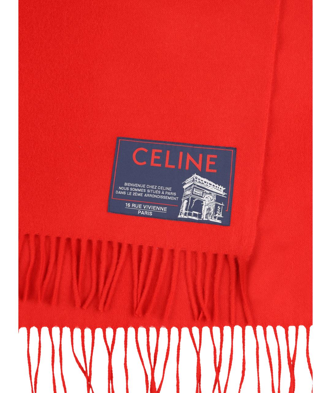 CELINE Красный шерстяной шарф, фото 2