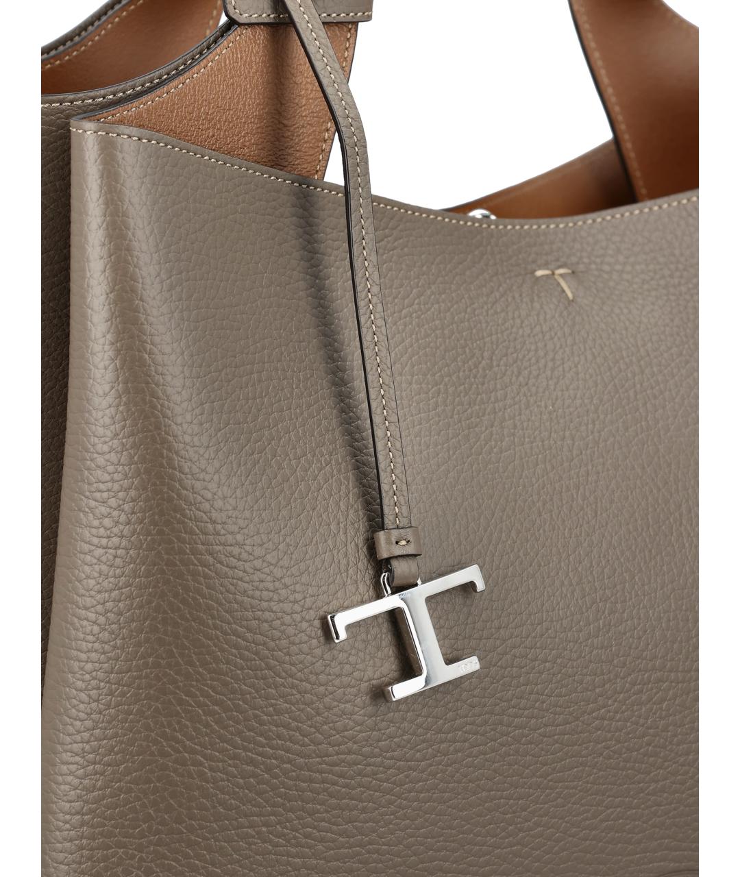 TOD'S Бежевая кожаная сумка тоут, фото 4
