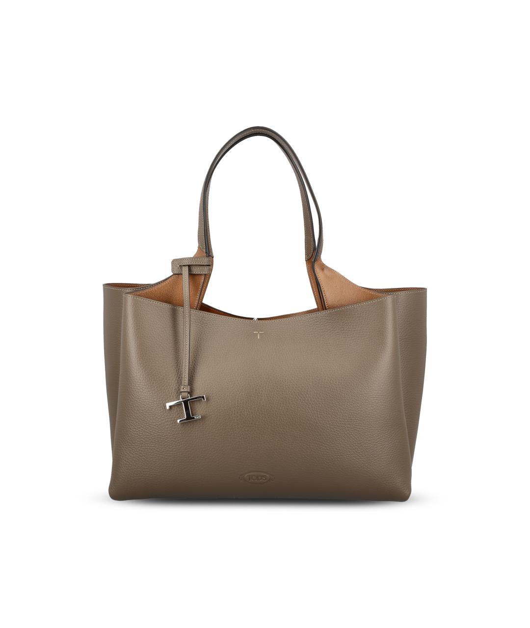 TOD'S Бежевая кожаная сумка тоут, фото 5