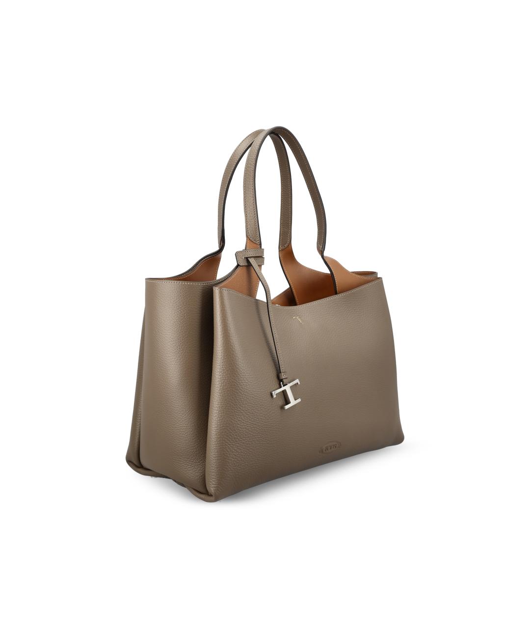 TOD'S Бежевая кожаная сумка тоут, фото 3