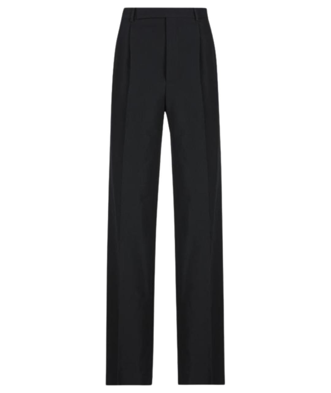 SAINT LAURENT Черные шерстяные прямые брюки, фото 1
