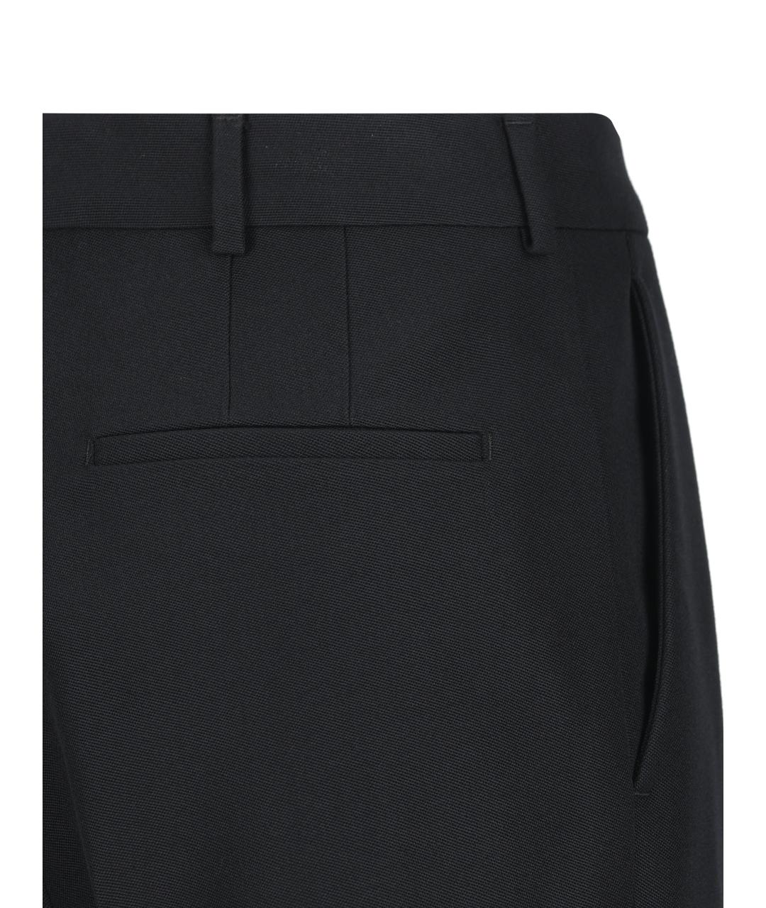 SAINT LAURENT Черные шерстяные прямые брюки, фото 4