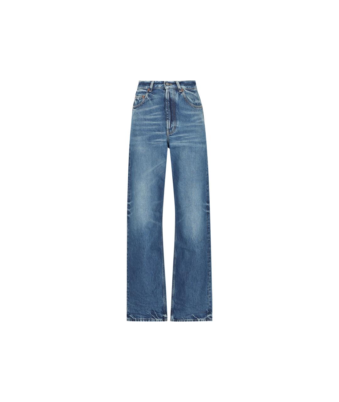 SAINT LAURENT Синие хлопковые прямые джинсы, фото 1