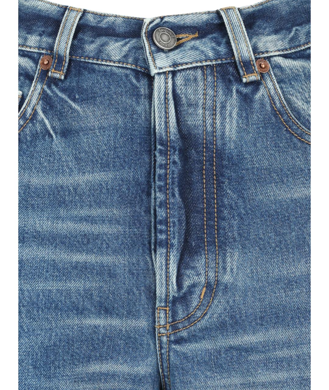 SAINT LAURENT Синие хлопковые прямые джинсы, фото 3