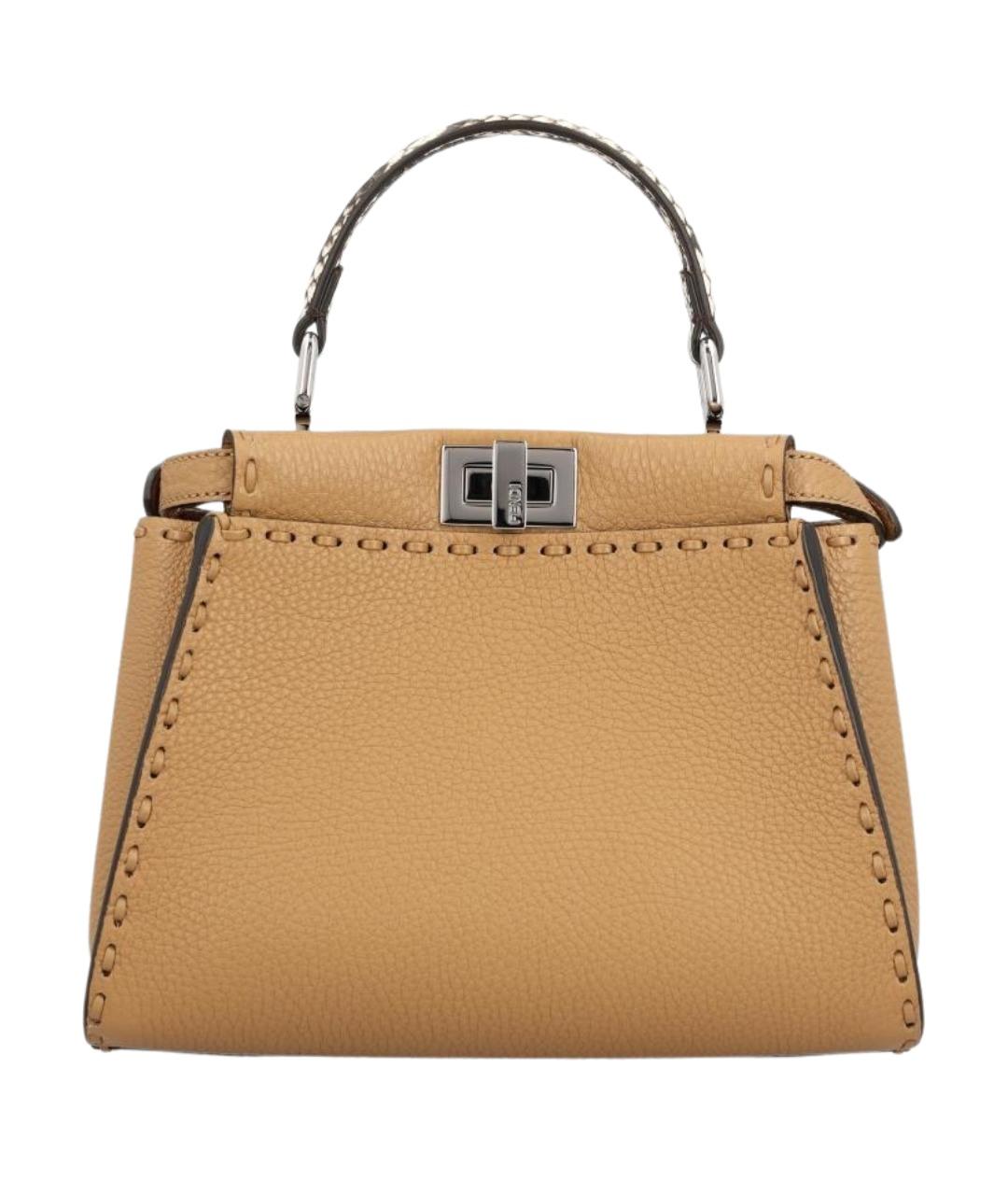 FENDI Бежевая кожаная сумка тоут, фото 1