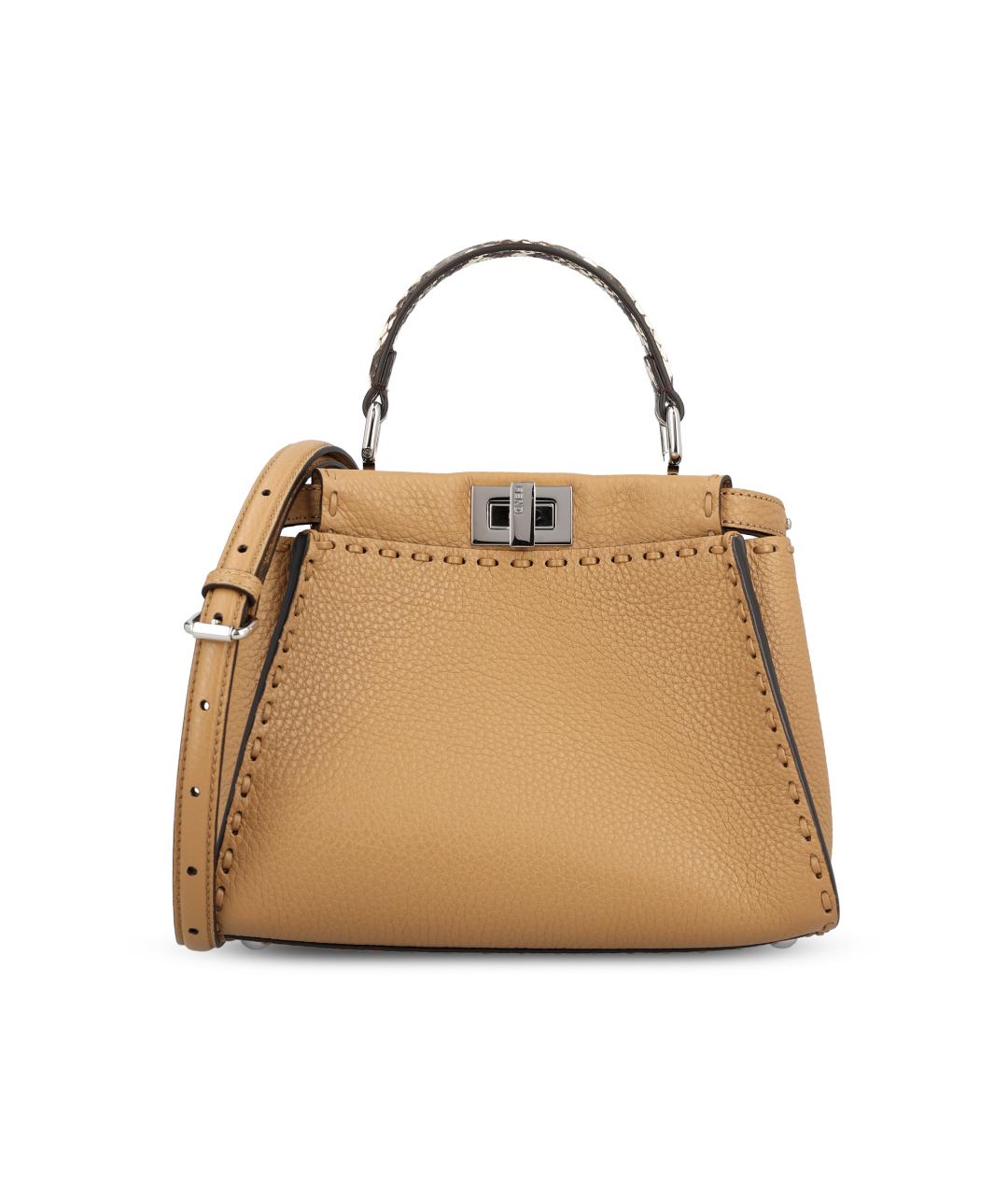 FENDI Бежевая кожаная сумка тоут, фото 2