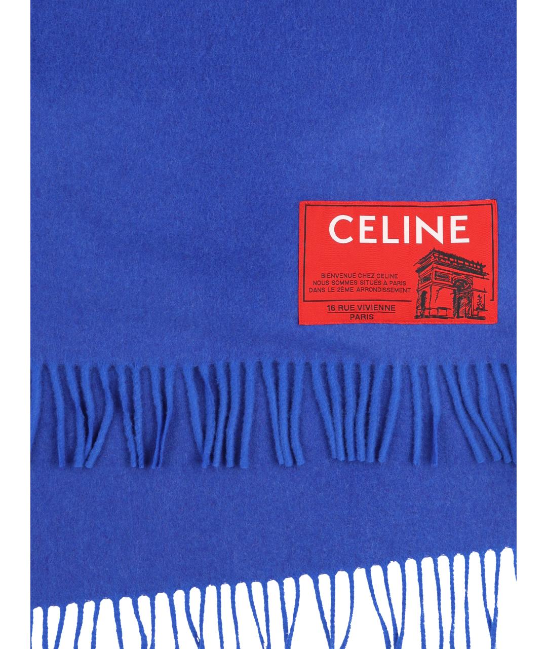CELINE Синий шерстяной шарф, фото 2