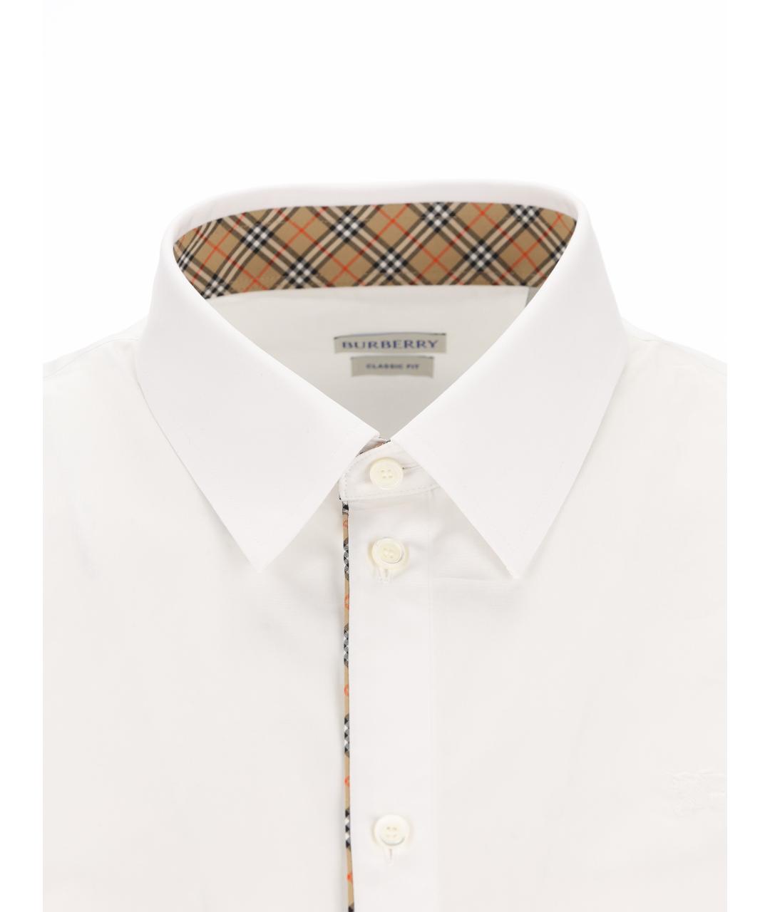 BURBERRY Белая хлопковая классическая рубашка, фото 3