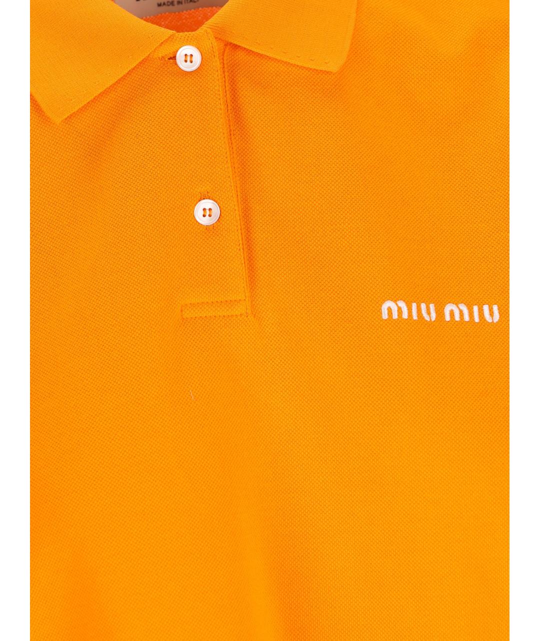 MIU MIU Оранжевая хлопковая футболка, фото 3