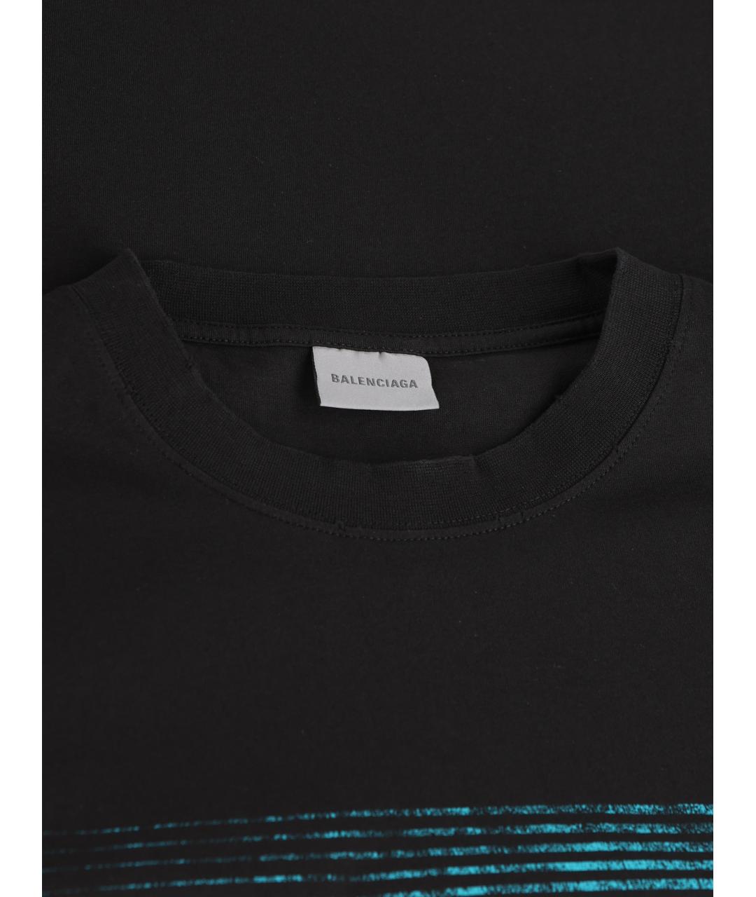 BALENCIAGA Черная хлопковая футболка, фото 4