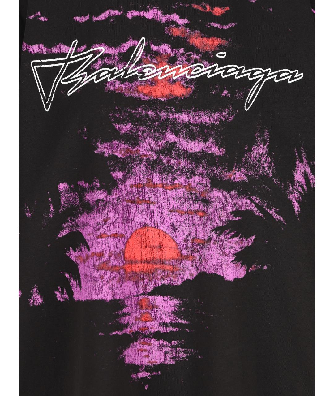BALENCIAGA Черная хлопковая футболка, фото 3