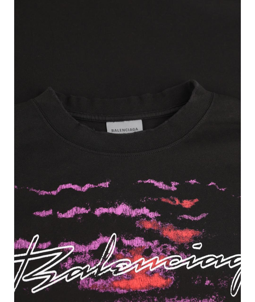 BALENCIAGA Черная хлопковая футболка, фото 4