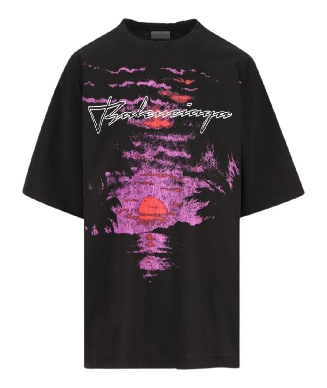 BALENCIAGA Черная хлопковая футболка, фото 1