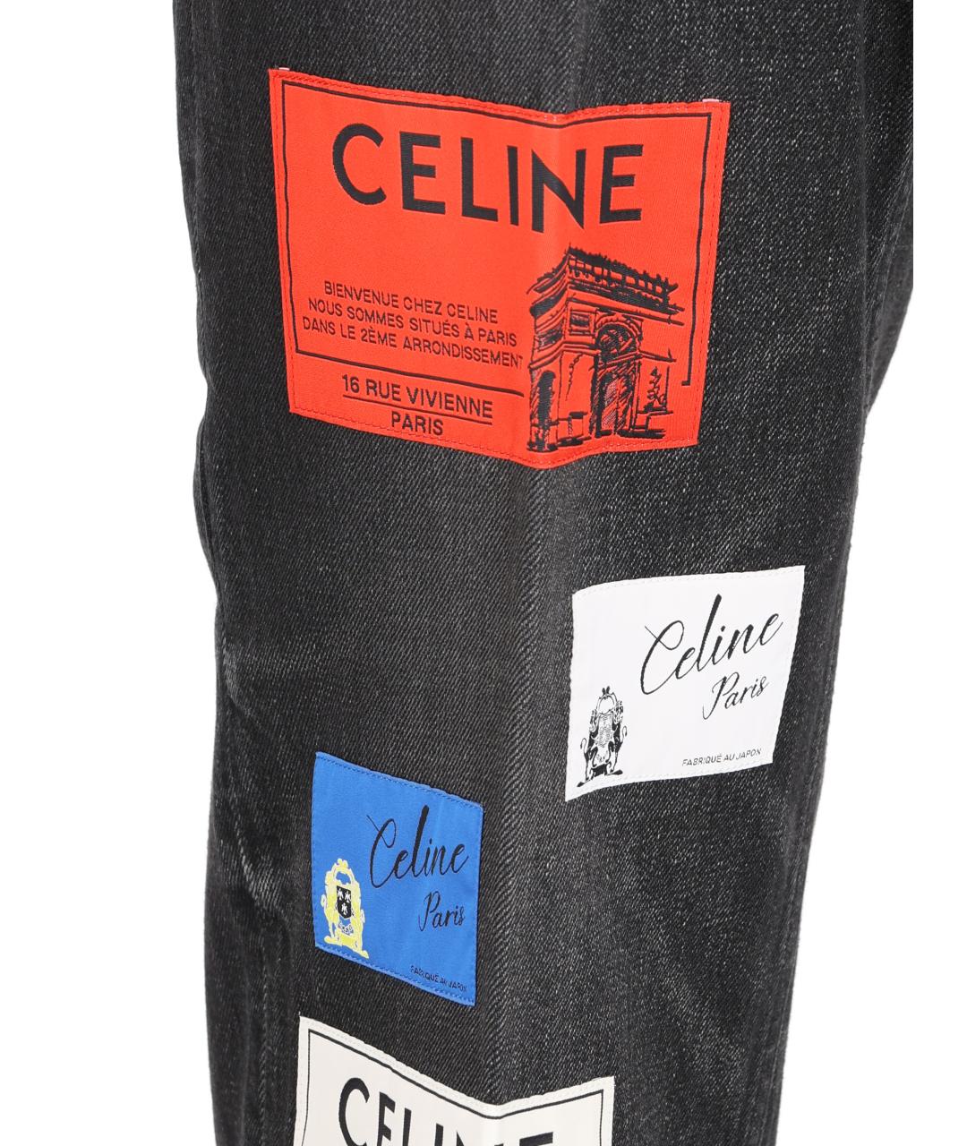 CELINE Черные хлопковые прямые джинсы, фото 3