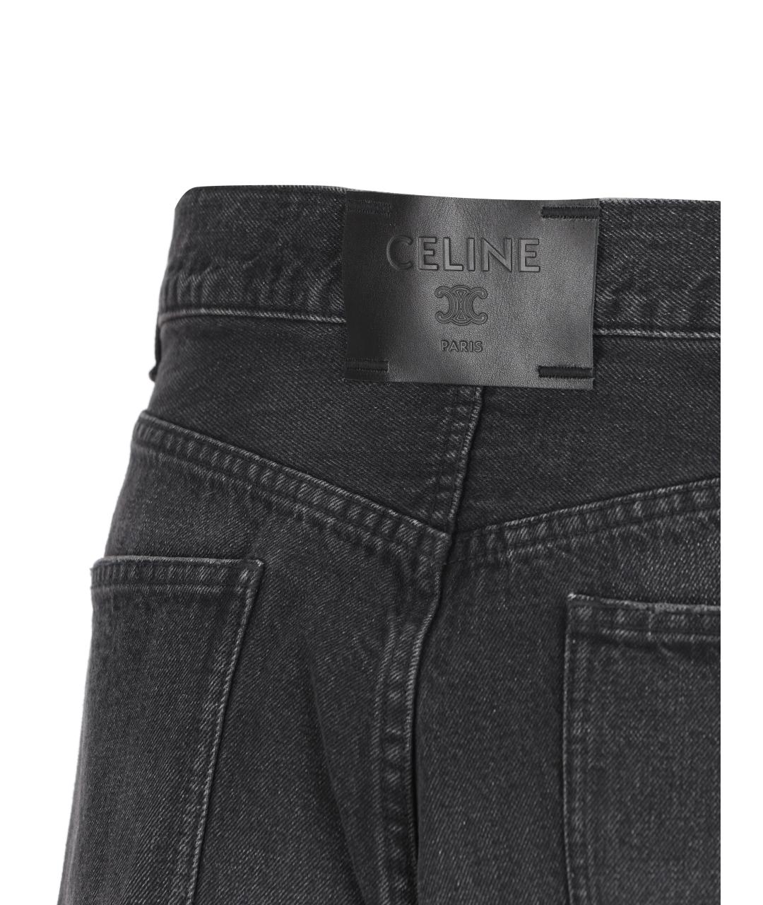 CELINE Черные хлопковые прямые джинсы, фото 4