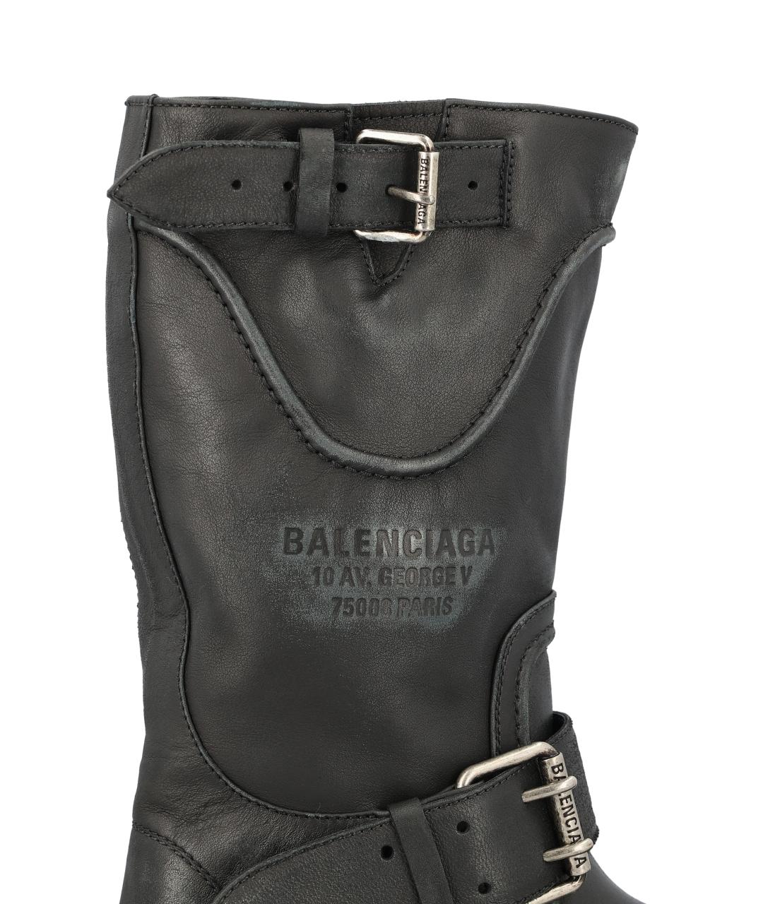 BALENCIAGA Черные кожаные высокие ботинки, фото 4
