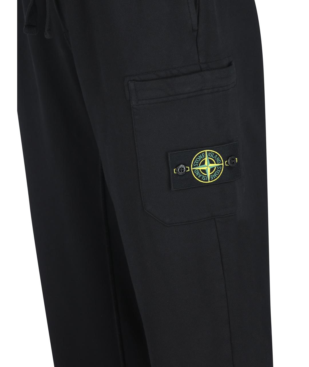 STONE ISLAND Черные хлопковые повседневные брюки, фото 3